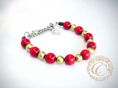 Dog collar Red Gold