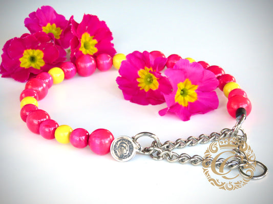 Dog collar Pink Spring | Dog Collars | Cat Collars | CollarCrafts | dogcollar | collar | hondenhalsband | hondenband | Kattenhalsband | bead dog collars | cat mood collar | beaded dog collar | beaded dog collars | wooden bead dog collars | alu max com dog collars | beaded collars for dogs | rainbow dog collars | collarcrafts