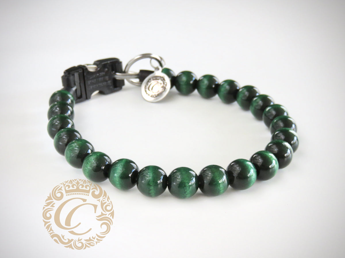 Dog collar Dark Green Mini | handmade dog collar | collarcrafts | dogcollar | halsband | dogcollar | collar | hondenband | Kattenhalsband | bead dog collars | cat mood collar | beaded dog collar | beaded dog collars | wooden bead dog collars | alu max com dog collars | beaded collars for dogs | rainbow dog collars