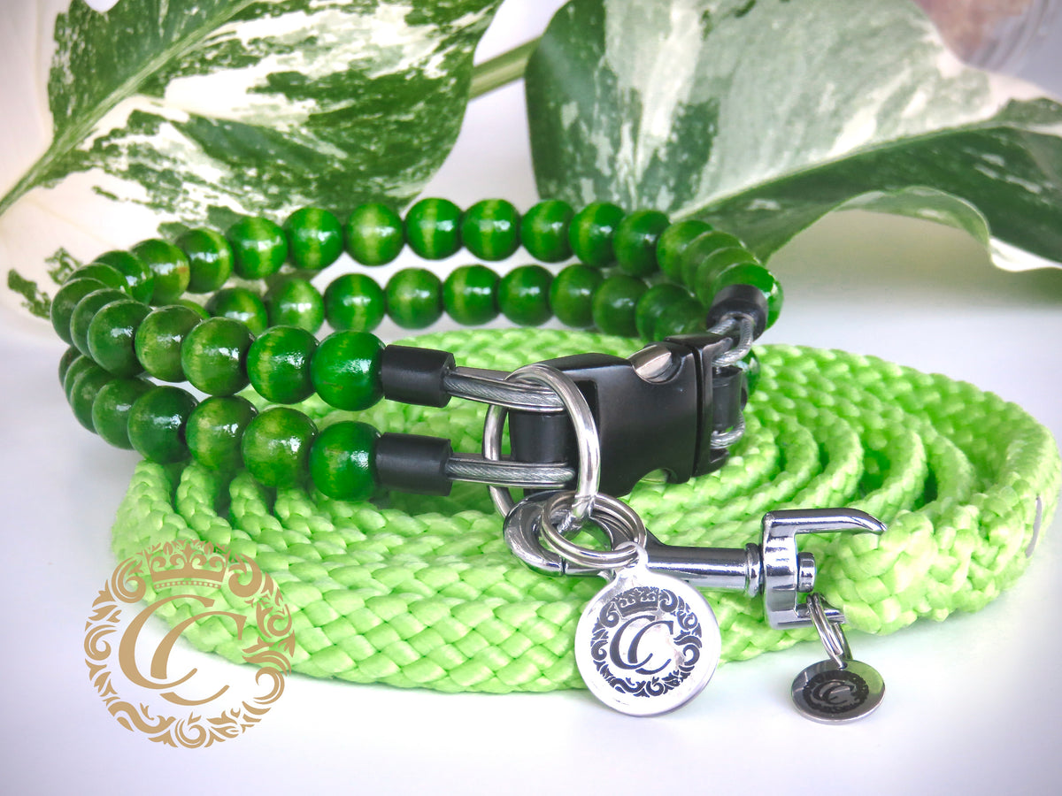 Dog collar Double Apple Green | handmade dog collar | collarcrafts | dogcollar | halsband | dogcollar | collar | hondenhalsband | Kattenhalsband | bead dog collars | cat mood collar | beaded dog collar | beaded dog collars | wooden bead dog collars | alumax dog collars | beaded collars for dogs | green dog collars