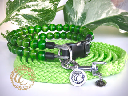 Dog collar Double Apple Green | handmade dog collar | collarcrafts | dogcollar | halsband | dogcollar | collar | hondenhalsband | Kattenhalsband | bead dog collars | cat mood collar | beaded dog collar | beaded dog collars | wooden bead dog collars | alumax dog collars | beaded collars for dogs | green dog collars
