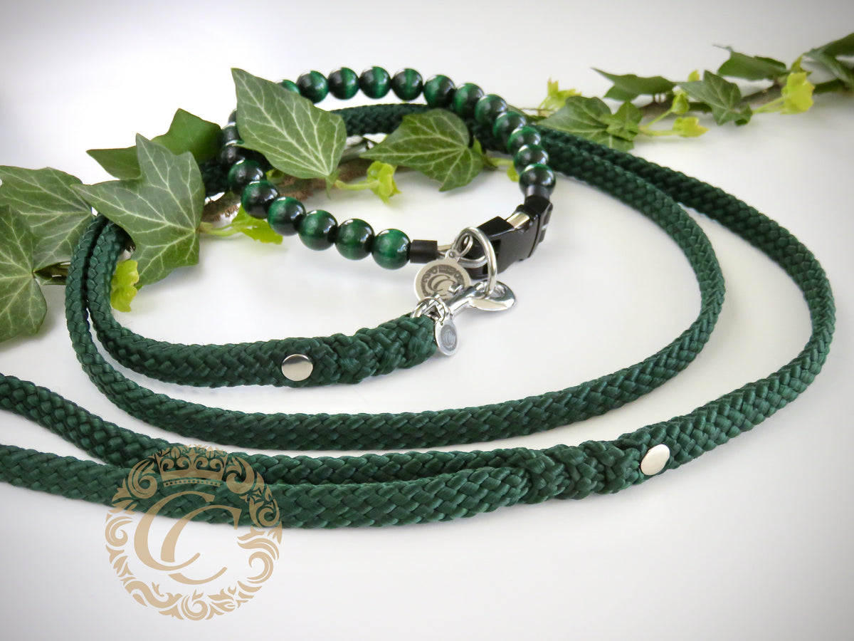 Dog leash for small & medium dogs Dark Green | Cat Collars | CollarCrafts | dogcollar | collar | hondenhalsband | hondenband | Kattenhalsband | bead dog collars | cat mood collar | beaded dog collar | beaded dog collars | wooden bead dog collars | alu max com dog collars | beaded collars for dogs | rainbow dog collars | collarcrafts