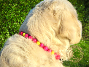 Dog collar Pink Spring | Dog Collars | Cat Collars | CollarCrafts | dogcollar | collar | hondenhalsband | hondenband | Kattenhalsband | bead dog collars | cat mood collar | beaded dog collar | beaded dog collars | wooden bead dog collars | alu max com dog collars | beaded collars for dogs | rainbow dog collars | collarcrafts