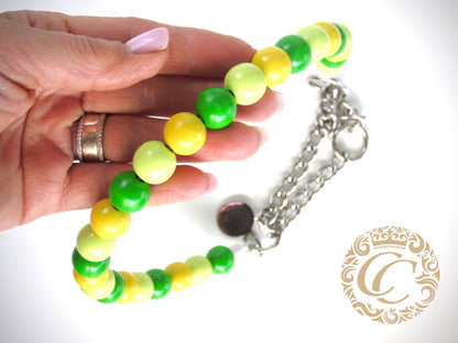 Dog collar Green Candy Mini | CollarCrafts | dogcollar | collar | hondenhalsband | hondenband | Kattenhalsband | bead dog collars | cat collar | beaded dog collar | beaded dog collars | wooden bead dog collars | alumax dog collars | beaded collars for dogs | green dog collars | buckle dog collars |martingale dog collars | yellow dog collars | dog necklace unbreakable | collarcrafts