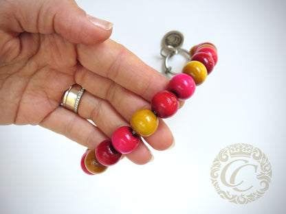 Dog collar "Red Pink Yellow Mini" | handmade dog collars | halsband | collarcrafts | dogcollar | collar | hondenhalsband | hondenband | Kattenhalsband | bead dog collars | cat mood collar | beaded dog collar | beaded dog collars | wooden bead dog collars | alu max com dog collars | beaded collars for dogs | rainbow dog collars | collarcrafts
