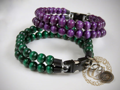 Dog collar Double Emerald Mini | handmade dog collar | collarcrafts | emerald green dog collar | halsband | dogcollar | collar | hondenhalsband | bead dog jewelry | dog necklace unbreakable | martingale dog collar | buckle dog collars | wooden bead dog collars | alumax dog collars | beaded collars for dogs | green dog collars
