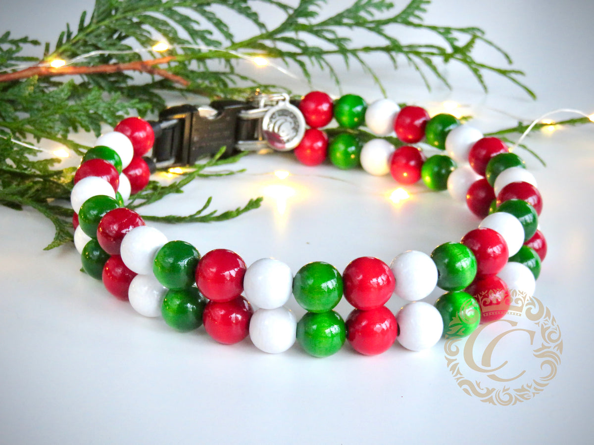 Dog collar Double Howlidays | Christmas Dog Collars | Party dog Collars | CollarCrafts | dogcollar | collar | honden halsband | Buckle dog collar Christmas | bead dog collars | Holiday mood collar | beaded dog collar | beaded dog collars | wooden bead dog collars | alu max com dog collars | beaded collars for dogs | Christmas dog collars