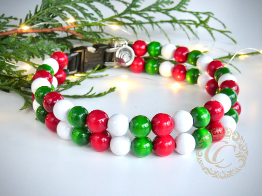 Dog collar Double Howlidays | Christmas Dog Collars | Party dog Collars | CollarCrafts | dogcollar | collar | honden halsband | Buckle dog collar Christmas | bead dog collars | Holiday mood collar | beaded dog collar | beaded dog collars | wooden bead dog collars | alu max com dog collars | beaded collars for dogs | Christmas dog collars