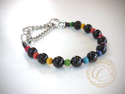 Dog collar Night Rainbow | Dog Collars | Dog necklaces | CollarCrafts | dogcollar | collar | hondenhalsband | Handmade dog collars | Luxury dog collars | bead dog collars | Unbreakable dog jewelry | beaded dog collar | Collars and leashes | wooden bead dog collars | alu max com dog collars | beaded collars for dogs | rainbow dog collars | collarcrafts