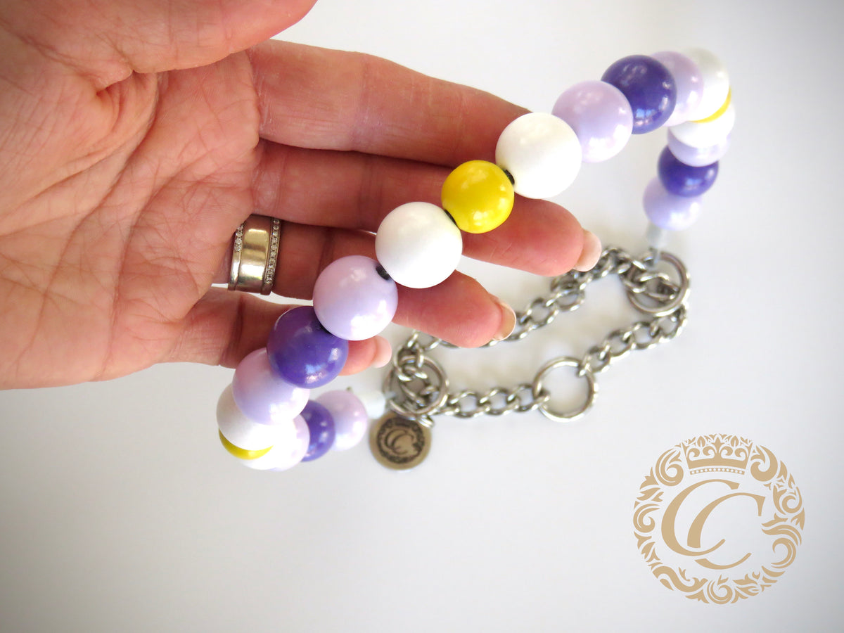 Handmade dog collar Sunny Purple | Dog Collars | Custom Collars | CollarCrafts | dogcollar | collar | hondenhalsband | hondenband | chique dog collar | bead dog collars | luxury dog collar | beaded dog collar | beaded dog collars | wooden bead dog collars | alu max com dog collars | beaded collars for dogs | purple dog collars | collarcrafts