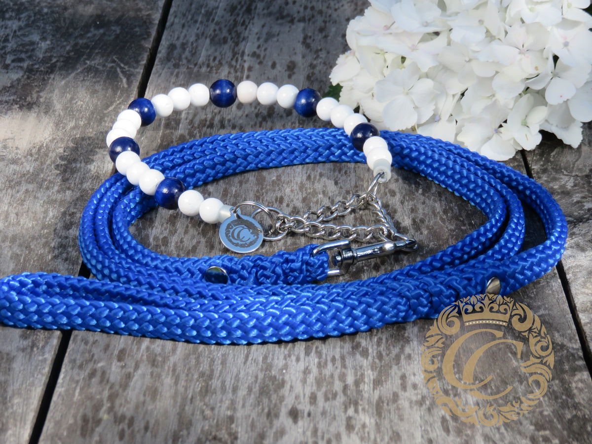 Handmade dog collar "White Blue Mini" | Dog Collars | Cat Collars | CollarCrafts | Dog collar leash set | dogcollar | collar | hondenhalsband | hondenband | Kattenhalsband | bead dog collars | cat mood collar | beaded dog collar | beaded dog collars | wooden bead dog collars | alu max com dog collars | beaded collars for dogs | rainbow dog collars | collarcrafts