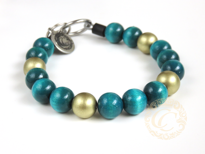 Handmade dog collar "Turquoise Gold" | Dog Collars | CollarCrafts | dogcollar | collar | hondenhalsband | bead dog collars | mood collar | beaded dog collar | beaded dog collars | wooden bead dog collars | alu max com dog collars | beaded collars for dogs | rainbow dog collars | collarcrafts