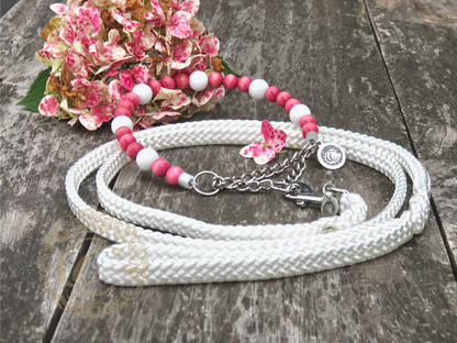 Dog leash for small & medium dogs White | collarcrafts leash handmade | Dog collar "Trendy Turquoise" | design dog collar | beaded collars for dogs | Dog Collars | Cat Collars | CollarCrafts | dogcollar | collar | hondenhalsband | hondenband | Kattenhalsband | bead dog collars | cat mood collar | beaded dog collar | beaded dog collars | wooden bead dog collars | alu max com dog collars | beaded collars for dogs | rainbow dog collars | collarcrafts