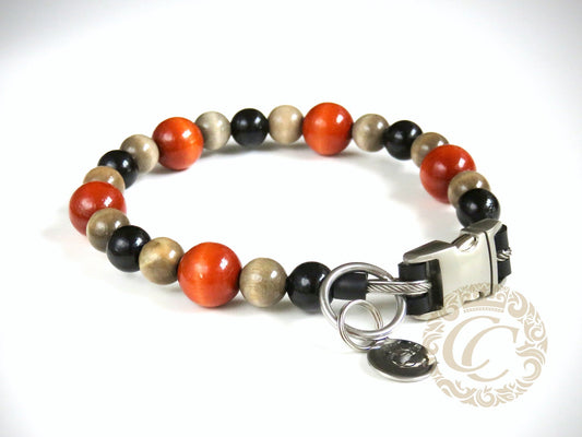 Handmade dog collar Ginger | Dog Collars | Cat Collars | CollarCrafts | dogcollar | collar | hondenhalsband | hondenband | Kattenhalsband | bead dog collars | cat mood collar | beaded dog collar | beaded dog collars | wooden bead dog collars | alu max com dog collars | beaded collars for dogs | rainbow dog collars | collarcrafts