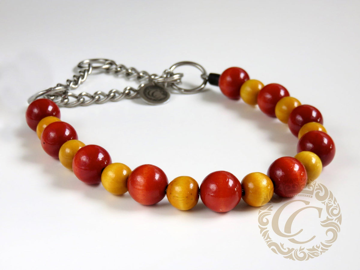 Handmade dog collar Hestia | Dog Collars | Orange dog Collar |Cat Collars | CollarCrafts | dogcollar | collar | hondenhalsband | hondenband | Kattenhalsband | bead dog collars | cat mood collar | beaded dog collar | beaded dog collars | wooden bead dog collars | alu max com dog collars | beaded collars for dogs | rainbow dog collars | collarcrafts