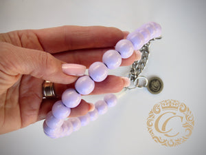 Luxury wooden bead dog collar, lightweight scratch-proof lilac collar safe for walking on leash