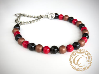 Dog collar Black Red Gold Mini | Cat Collars | CollarCrafts | dogcollar | collar | hondenhalsband | hondenband | Kattenhalsband | bead dog collars | cat mood collar | beaded dog collar | beaded dog collars | wooden bead dog collars | alumax dog collars | beaded collars for dogs | rainbow dog collars | dog necklace unbreakable | collarcrafts
