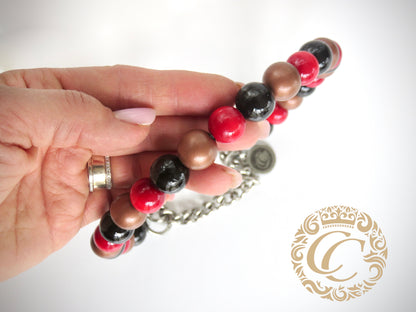 Dog collar Black Red Gold Mini | Cat Collars | CollarCrafts | dogcollar | collar | hondenhalsband | hondenband | Kattenhalsband | bead dog collars | cat mood collar | beaded dog collar | beaded dog collars | wooden bead dog collars | alumax dog collars | martingale dog collars | buckle dog collars |beaded collars for dogs | rainbow dog collars | dog necklace unbreakable | collarcrafts