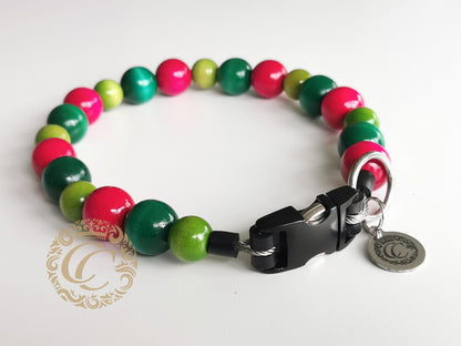 Dog collar Bright Summer | Green Fuchsia dog collar | Designer dog collars | honden halsband | CollarCrafts | collars & leashes | dogcollar | collar | Honden halsketting | Honden halsbanden | bead dog collars | Green Pink beads collar | unbreakable dog necklace collar | Martingale dog collars | wooden bead dog collars | alu max com dog collars | Handmade collars for dogs | Buckle dog collars