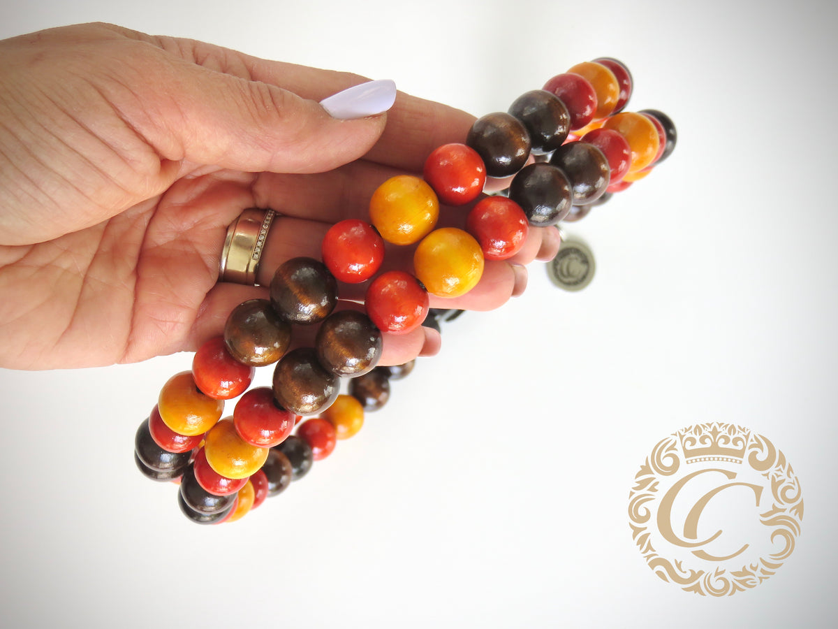 Dog collar Double Fall Vibe | Autumn Collars | Brown Orange Yellow dog Collars | CollarCrafts | dogcollar | collar | honden halsband | Buckle dog collar | bead dog collars | Luxury collar | beaded dog collar | beaded dog collars | wooden bead dog collars | alu max com dog collars | beaded collars for dogs | Autumn dog collars
