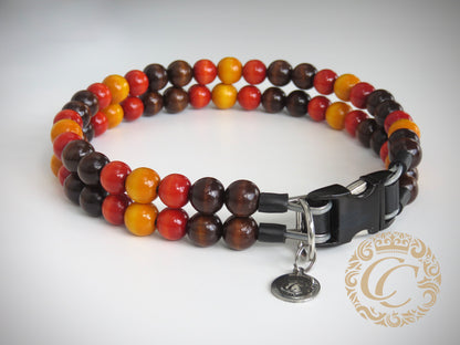 Dog collar Fall Vibe | dogcollar | collar | honden halsband | Buckle dog collar | bead dog collars | Luxury collar | beaded dog collar | beaded dog collars | wooden bead dog collars | alu max com dog collars | beaded collars for dogs | Autumn dog collars