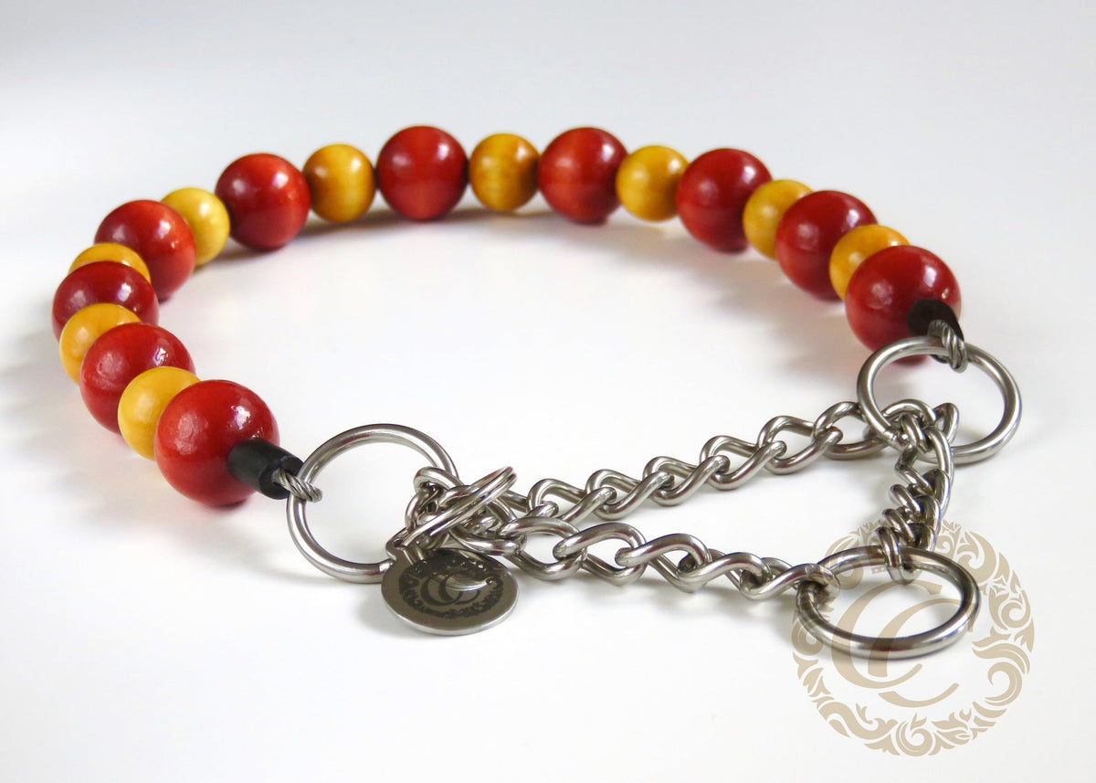 Handmade dog collar Hestia | Dog Collars | Orange dog Collar |Cat Collars | CollarCrafts | dogcollar | collar | hondenhalsband | hondenband | Kattenhalsband | bead dog collars | cat mood collar | beaded dog collar | beaded dog collars | wooden bead dog collars | alu max com dog collars | beaded collars for dogs | rainbow dog collars | collarcrafts