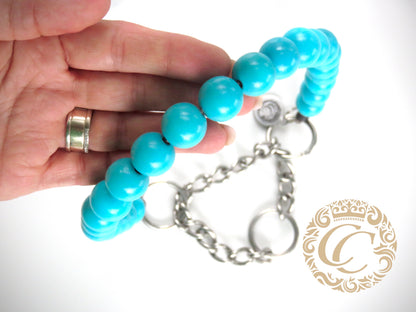 Dog collar Light Turquoise Maxi | Dog Collars | Design Collars | CollarCrafts | dogcollar | collar | bead dog collars | handmade dog collar | luxury dog collars | wooden bead dog collars | alu max com dog collars | Light Blue collars for dogs | Light Turquoise dog collars