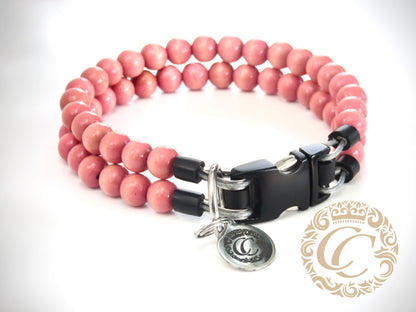 Dog collar collarcrafts Pastel Pink handmade dog collars | dog collar | Custom dog collars | collar | dogcollar | collar | hondenhalsband | Luxury dog collars | bead dog collars | Natural dog collar | Martingle dog collar | Buckle dog collars | wooden bead dog collars | alu max com dog collars | beaded collars for dogs | Natural Gray dog collars | collarcrafts