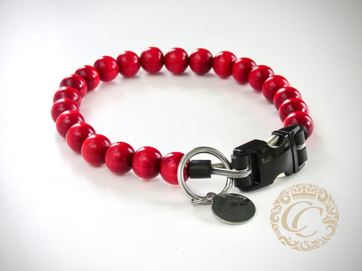 Dog collar Red Mini | Dog Collars | Cat Collars | CollarCrafts | dogcollar | collar | hondenhalsband | hondenhalsband | Kattenhalsband | bead dog collars | cat mood collar | beaded dog collar | beaded dog collars | wooden bead dog collars | alumax dog collars | beaded collars for dogs | red dog collars | collarcrafts