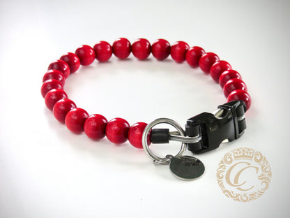 Dog collar Red Mini | Dog Collars | Cat Collars | CollarCrafts | dogcollar | collar | hondenhalsband | hondenhalsband | Kattenhalsband | bead dog collars | cat mood collar | beaded dog collar | beaded dog collars | wooden bead dog collars | alumax dog collars | beaded collars for dogs | red dog collars | collarcrafts