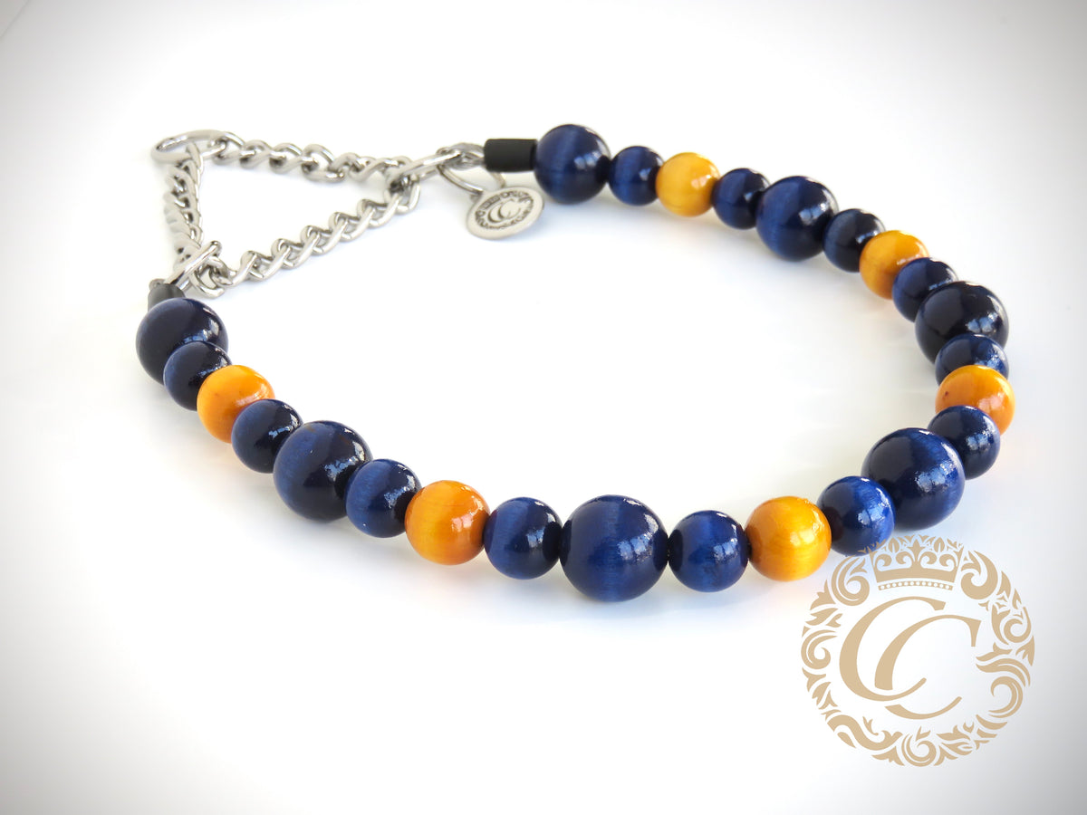 Dog collar Royal Blue Yellow | Dog Collars | Cat Collars | CollarCrafts |dogcollar | collar | hondenhalsband | hondenband | Kattenhalsband | bead dog collars | cat mood collar | beaded dog collar | beaded dog collars | wooden bead dog collars | alu max com dog collars | beaded collars for dogs | rainbow dog collars | collarcrafts