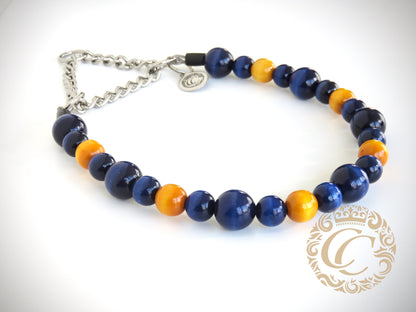 Dog collar Royal Blue Yellow | Dog Collars | Cat Collars | CollarCrafts |dogcollar | collar | hondenhalsband | hondenband | Kattenhalsband | bead dog collars | cat mood collar | beaded dog collar | beaded dog collars | wooden bead dog collars | alu max com dog collars | beaded collars for dogs | rainbow dog collars | collarcrafts