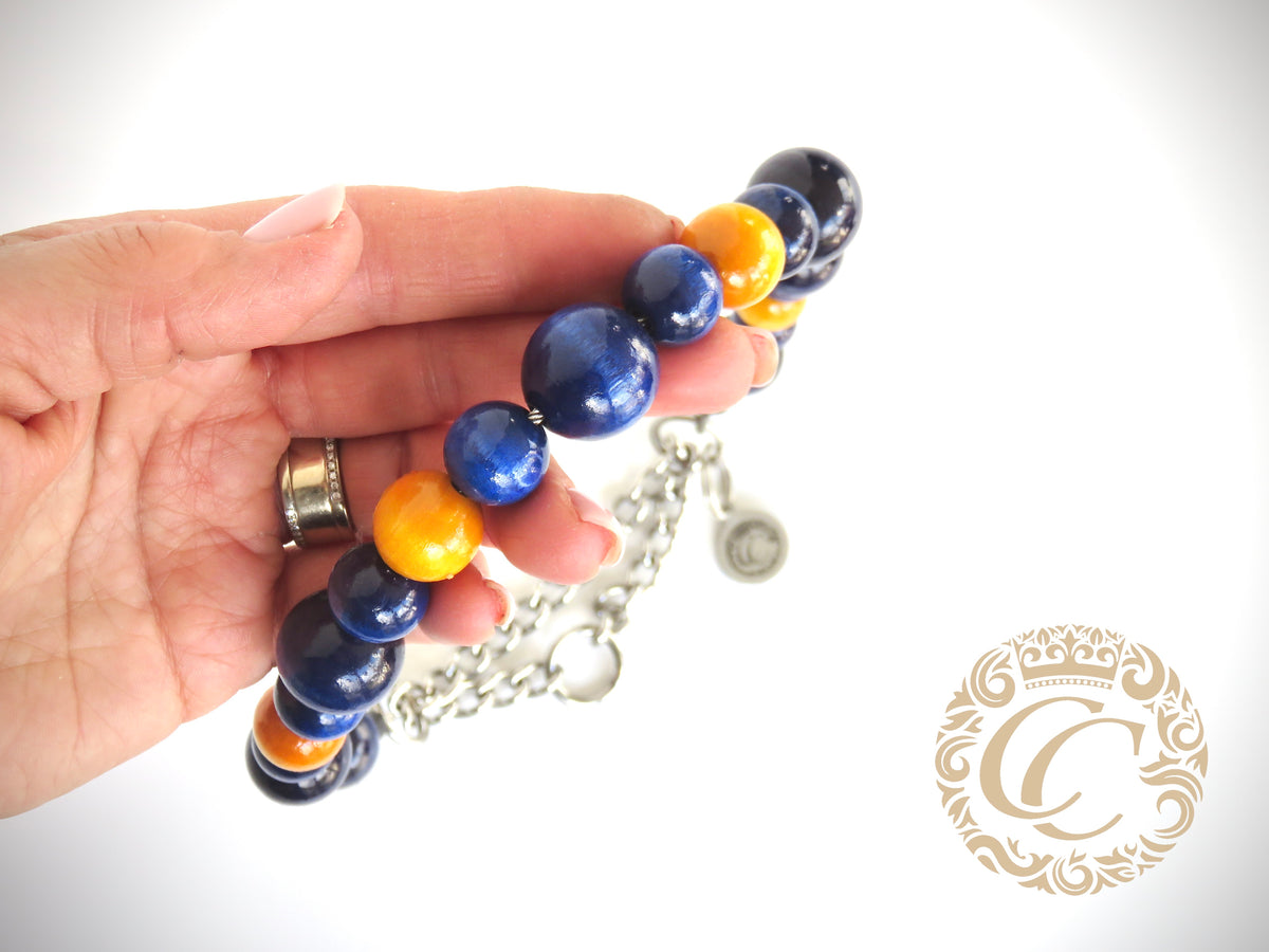 Dog collar Royal Blue Yellow | Dog Collars | Cat Collars | CollarCrafts | dogcollar | collar | hondenhalsband | hondenband | Kattenhalsband | bead dog collars | cat mood collar | beaded dog collar | beaded dog collars | wooden bead dog collars | alu max com dog collars | beaded collars for dogs | rainbow dog collars | collarcrafts