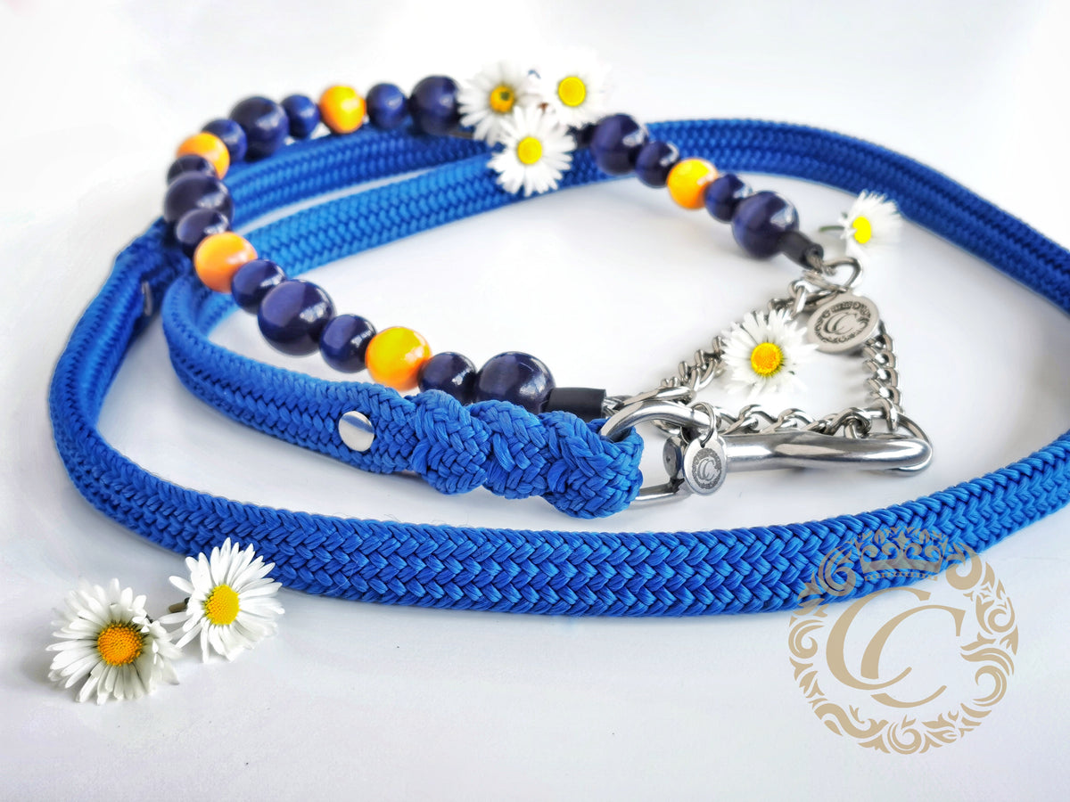 Dog collar Royal Blue Yellow | Dog Collars | Cat Collars | CollarCrafts | dogcollar | collar | hondenhalsband | hondenband | Kattenhalsband | bead dog collars | cat mood collar | beaded dog collar | beaded dog collars | wooden bead dog collars | alu max com dog collars | beaded collars for dogs | rainbow dog collars | collarcrafts