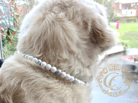 Handmade dog collar Silver Snow Mini | Beaded Dog Collars | Girly dog collar | CollarCrafts | dogcollar | collar | honden halsband | hondenhalsband | custom made dog collars | buckle dog collars | luxury dog collar | unbreakable dog necklace collar | buckle dog collars | wooden bead dog collars | alu max com dog collars | beaded collars for dogs | white silver dog collars | collarcrafts
