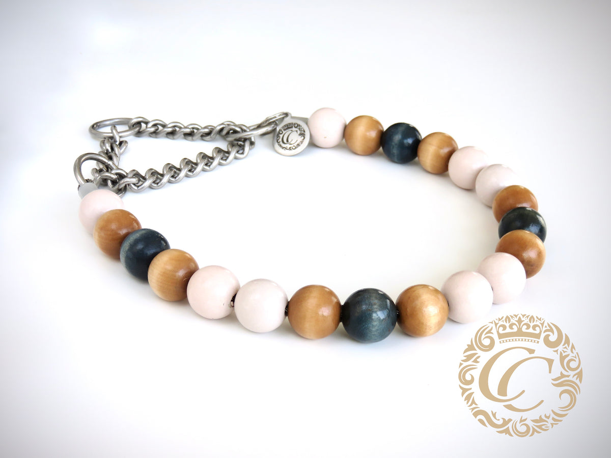 Dog collar Summer Jeans Maxi | Dog Collars | Design Collars | CollarCrafts | dogcollar | collar | bead dog collars | handmade dog collar | luxury dog collars | wooden bead dog collars | alu max com dog collars | beaded collars for dogs | pastel dog collars