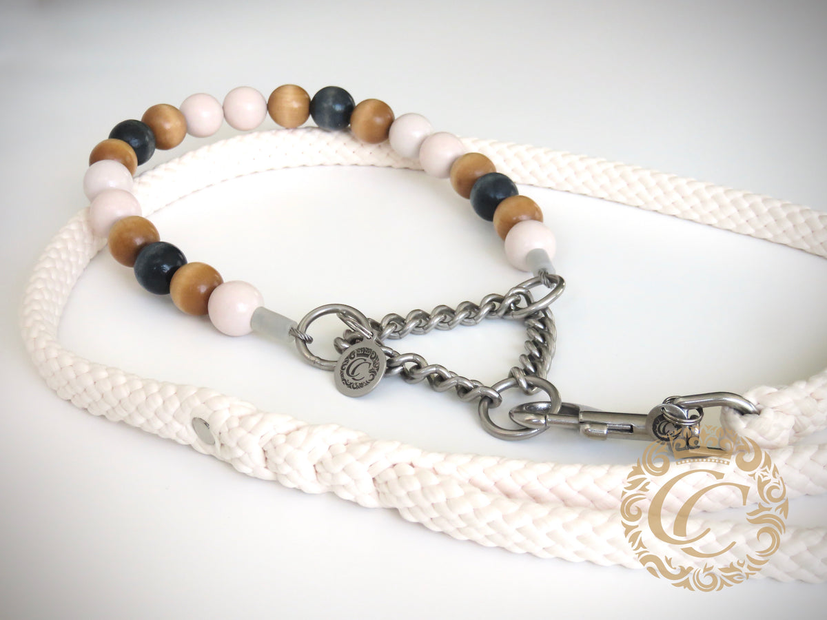 Handmade dog leash Ivory | Dog Leashes | Dog Collars | Cat Collars | CollarCrafts | dogcollar | leash | hondenhalsband | honden leiband | paracord dog lead | bead dog collars | paracord leash | beaded dog collar | beaded dog collars | wooden bead dog collars | alu max com dog collars | beaded collars for dogs | dog collar leash set | collarcrafts