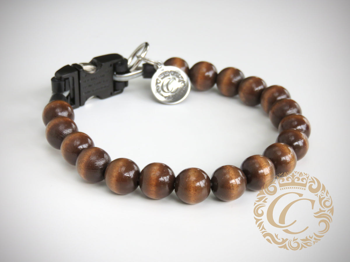 Dog collar Mr.Poirot| dogcollar with wooden beads | collar | CollarCrafts | Luxury dog collars | Designer dog collars |  honden halsband | bead dog collars | brown beads collar for dog | unbreakable dog necklace | martingale dog collars | wooden bead dog collars | alu max com dog collars | beaded collars for dogs | brown dog collars