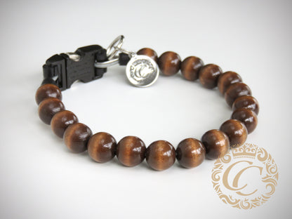 Dog collar Mr.Poirot| dogcollar with wooden beads | collar | CollarCrafts | Luxury dog collars | Designer dog collars |  honden halsband | bead dog collars | brown beads collar for dog | unbreakable dog necklace | martingale dog collars | wooden bead dog collars | alu max com dog collars | beaded collars for dogs | brown dog collars