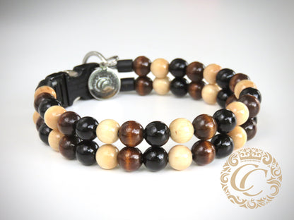dogcollar | collar | Dog collar Double Mini Choco | Dog Collars | CollarCrafts | hondenhalsband | luxury dog collars | custom dog collar | beaded dog collar | martingale dog collars | wooden bead dog collars | alu max com dog collars | beaded collars for dogs | Brown dog collars | collarcrafts