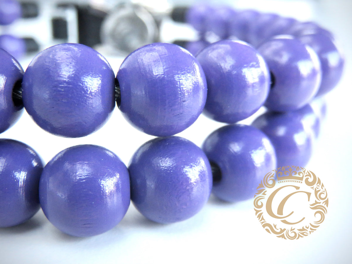 Dog collar Double Rich Purple | handmade dog collar | collarcrafts | dogcollar | Luxe halsband | dogcollar | collar | Halsband | Custom made dog collars | Luxury dog collars | Martingale dog collar | Buckle dog collars | wooden bead dog collars | alu max com dog collars | beaded collars for dogs | Dark Purple beads dog collars