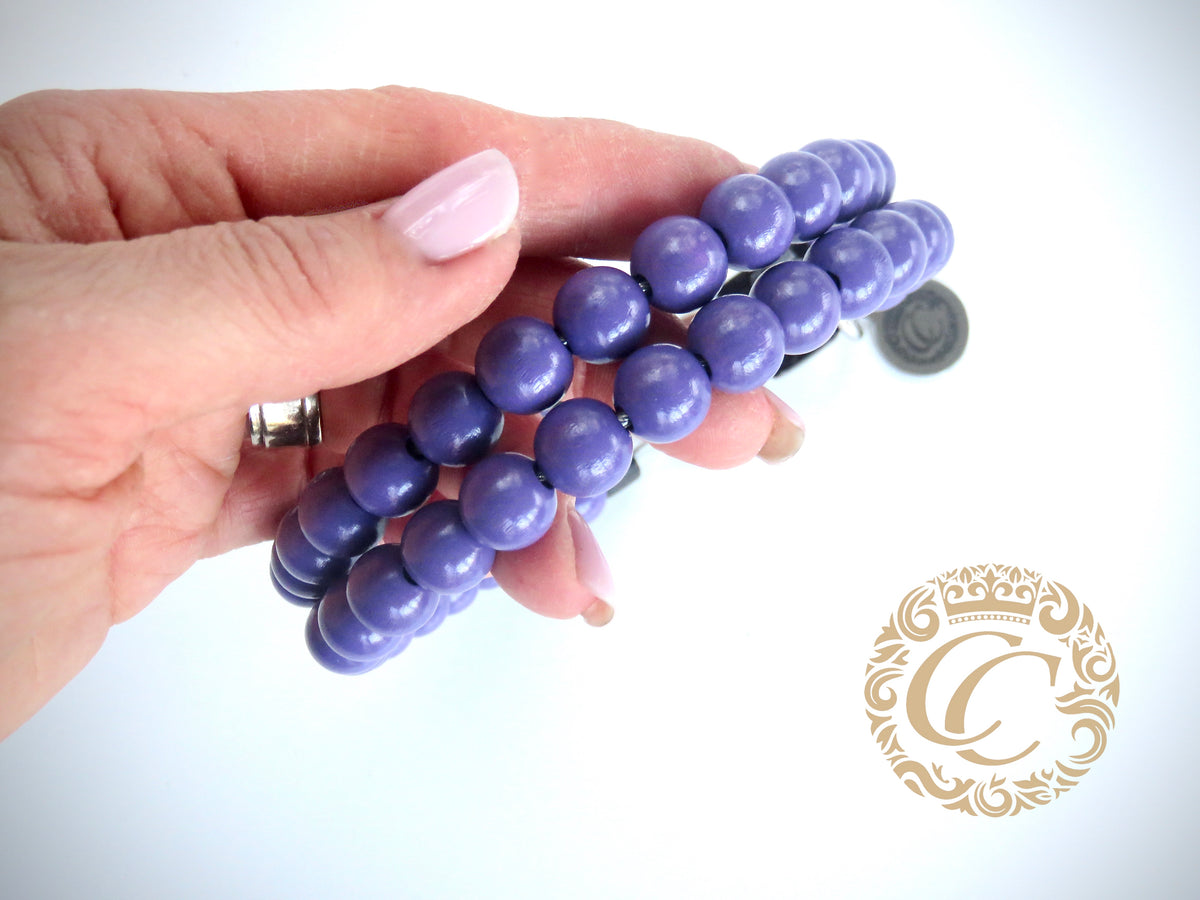 Dog collar Double Rich Purple | handmade dog collar | collarcrafts | dogcollar | Luxe halsband | dogcollar | collar | Halsband | Custom made dog collars | Luxury dog collars | Martingale dog collar | Buckle dog collars | wooden bead dog collars | alu max com dog collars | beaded collars for dogs | Dark Purple beads dog collars