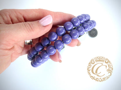 Dog collar Double Rich Purple | handmade dog collar | collarcrafts | dogcollar | Luxe halsband | dogcollar | collar | Halsband | Custom made dog collars | Luxury dog collars | Martingale dog collar | Buckle dog collars | wooden bead dog collars | alu max com dog collars | beaded collars for dogs | Dark Purple beads dog collars