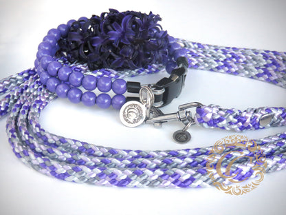 Dog collar Double Rich Purple | handmade dog collar | collarcrafts | dogcollar | Luxe halsband | dogcollar | collar | Halsband | Custom made dog collars | Luxury dog collars | Martingale dog collar | Buckle dog collars | wooden bead dog collars | alu max com dog collars | beaded collars for dogs | Dark Purple beads dog collars