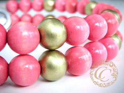 Dog collar Double Pink Gold | handmade dog collar | collarcrafts | dogcollar | halsband | beads dogcollar | collar | hondenhalsband | Unbreakable necklace for dogs | bead dog collars | Christmas collar | Buckle dog collar | Martingale dog collars | wooden bead dog collars | alumax dog collars | beaded collars for dogs | pink gold dog collars