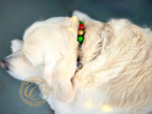 Dog collar Golden Christmas | Dog Collars | Xmas Collars | CollarCrafts | dogcollar | Red Green Gold dog collar | hondenhalsband | Halsband voor honden| Kerstmis honden halsband | bead dog collars | Holidays mood collar | Luxury dog collar | Martingale dog collars | wooden bead dog collars | buckle dog collars | beaded collars for dogs | Christmas dog collars | collarcrafts