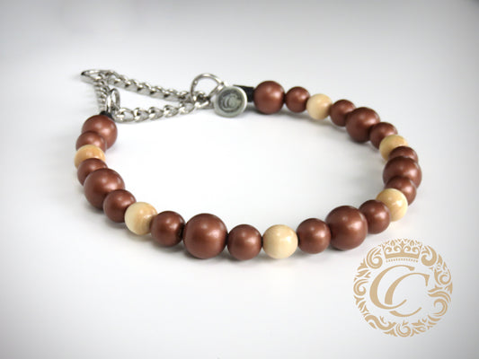 Dog collar Milk Chocolate | Dog Collars | Martingale Collars | CollarCrafts | dogcollar | collar | hondenhalsband | hondenband | Kattenhalsband | bead dog collars | cat mood collar | beaded dog collar | beaded dog collars | wooden bead dog collars | alu max com dog collars | beaded collars for dogs | chocolate dog collars | collarcrafts