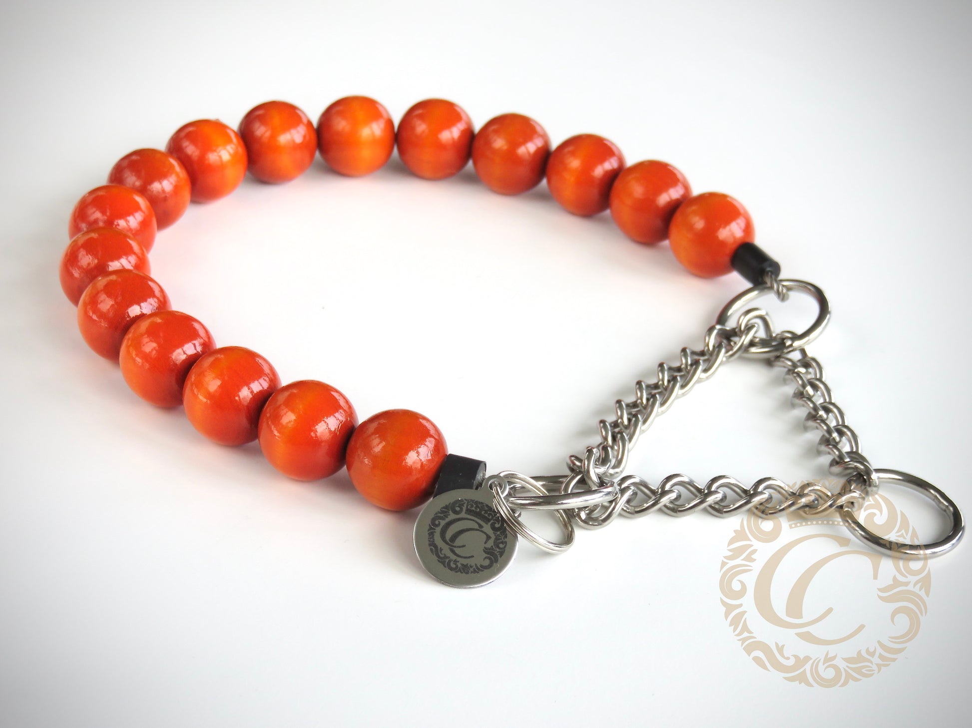 Handmade dog collar Orange Maxi | Dog Collars | Cat Collars | CollarCrafts | dogcollar | collar | hondenhalsband | hondenband | Kattenhalsband | bead dog collars | cat mood collar | beaded dog collar | beaded dog collars | wooden bead dog collars | alu max com dog collars | beaded collars for dogs | rainbow dog collars | collarcrafts