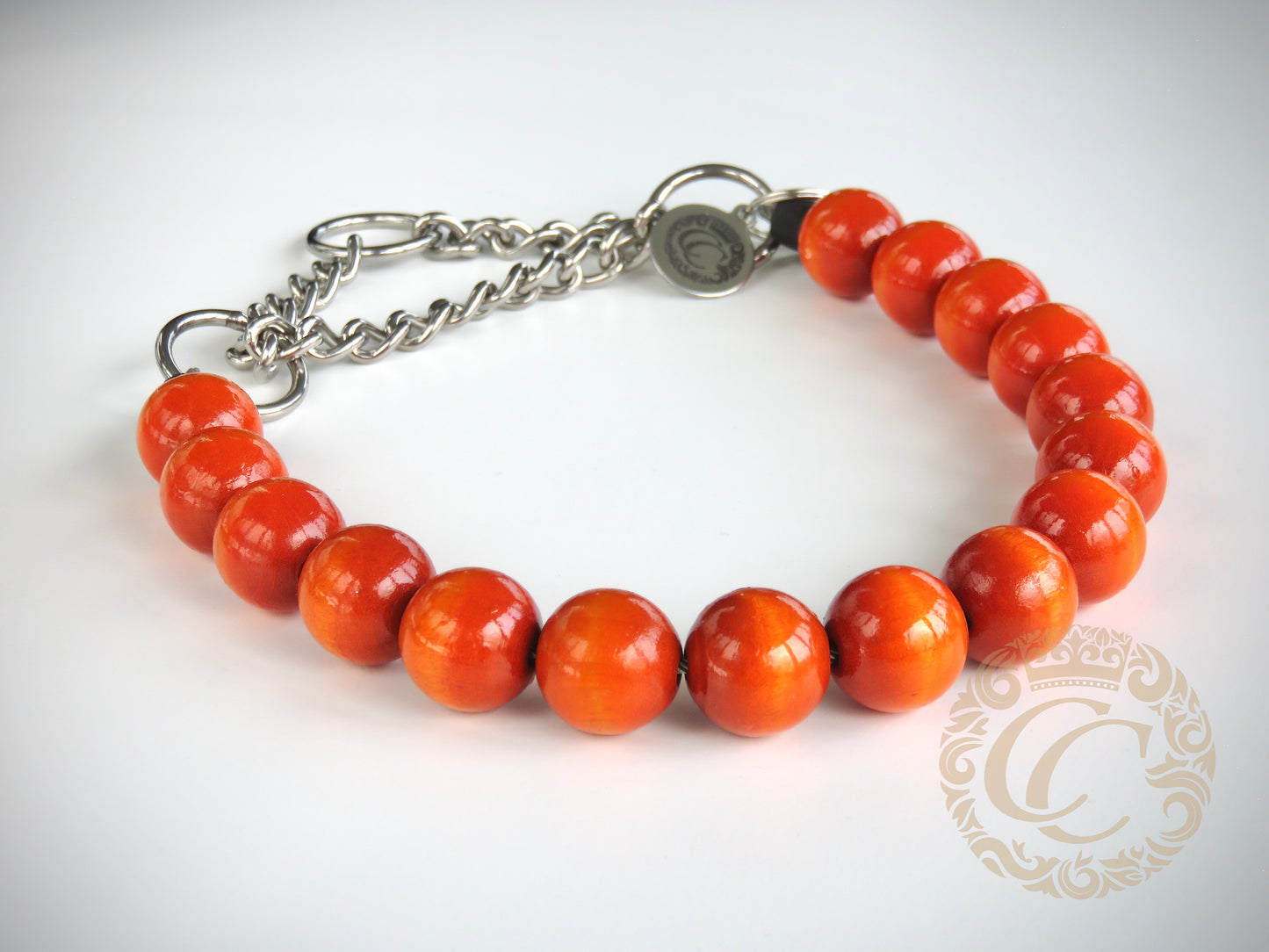 Handmade dog collar Orange Maxi | Dog Collars | Cat Collars | CollarCrafts | dogcollar | collar | hondenhalsband | hondenband | Kattenhalsband | bead dog collars | cat mood collar | beaded dog collar | beaded dog collars | wooden bead dog collars | alu max com dog collars | beaded collars for dogs | rainbow dog collars | collarcrafts