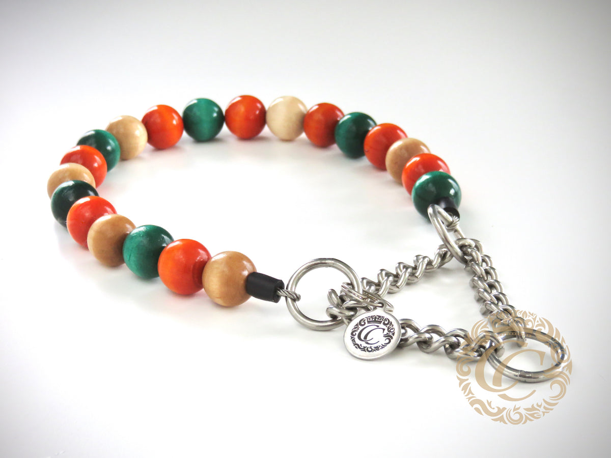 Dog collar Orange Mint Maxi | handmade dog collar | collarcrafts | dogcollar | halsband | dogcollar | collar | hondenhalsband | hondenband | Kattenhalsband | bead dog collars | cat mood collar | beaded dog collar | beaded dog collars | wooden bead dog collars | alu max com dog collars | beaded collars for dogs | rainbow dog collars | collarcrafts